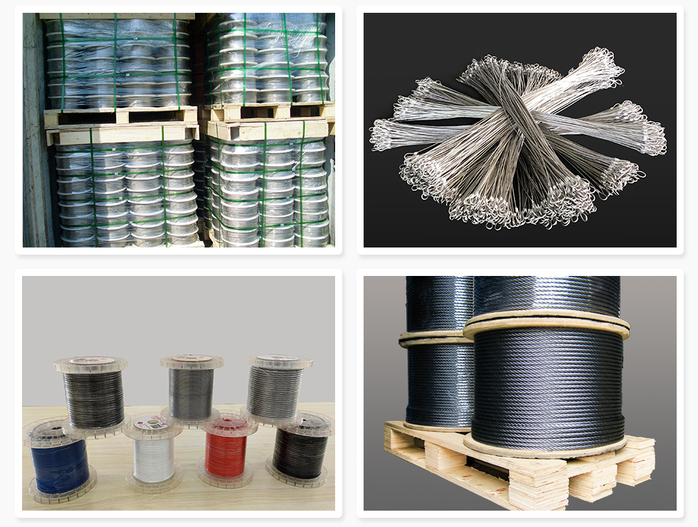 Steel wire rope coils, spools and strands