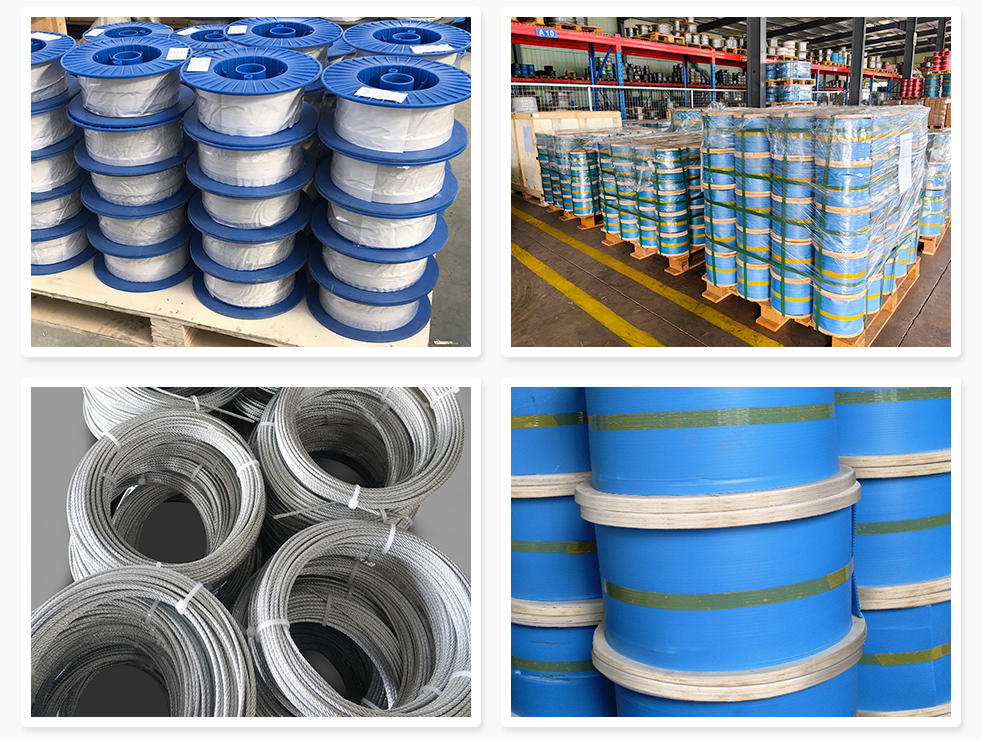 Packed wire rope spools and coils